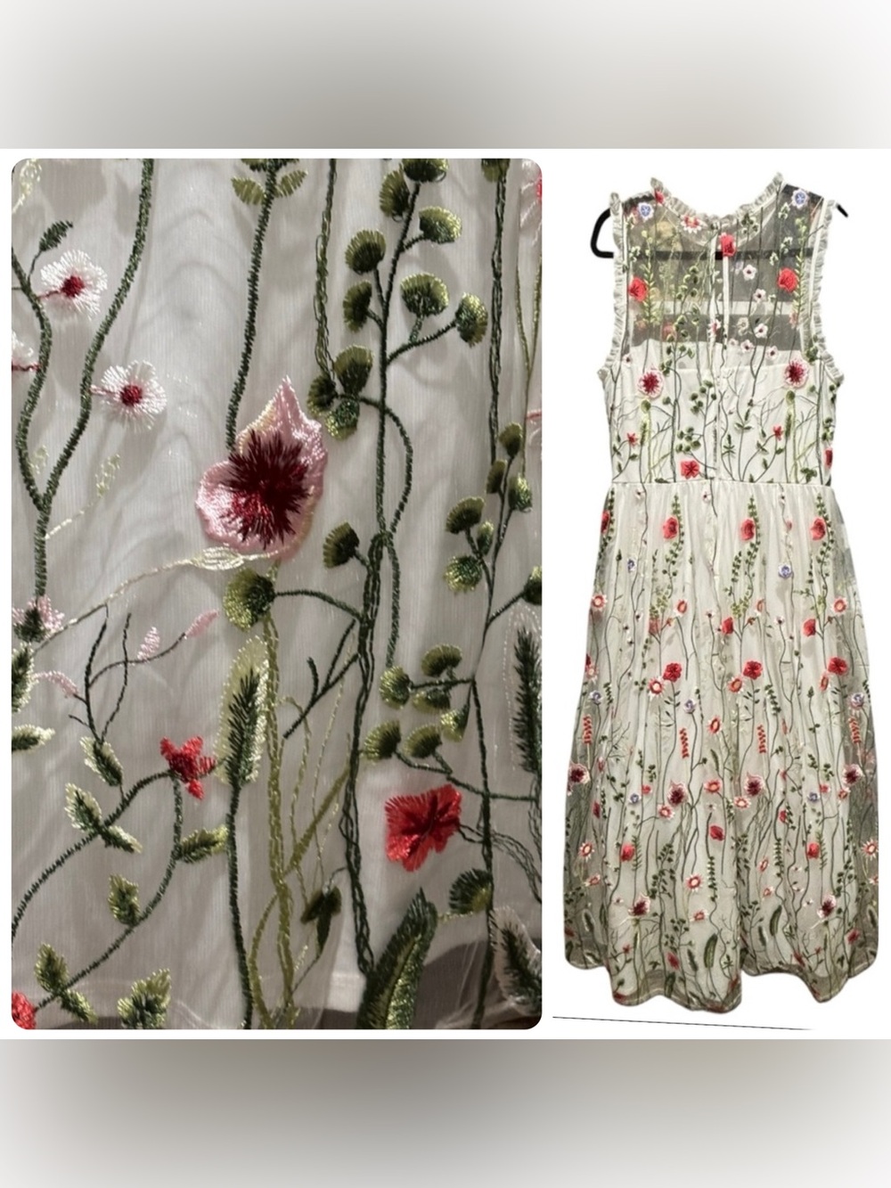 City Studio fairycore fit & flare all over floral embroidery 4high neck dress